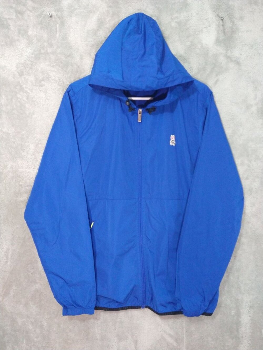 Psycho Bunny Alby Packable Jacket Mens Large Blue Full Zip Hooded Lightweight
